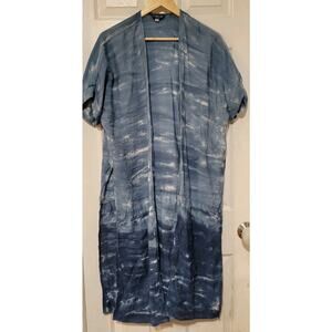 Citron Santa Monica Women Sz Small Blue Tie Dye Kimono Jacket Duster Cover Up